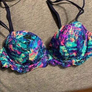 Neon multicolored push up bra